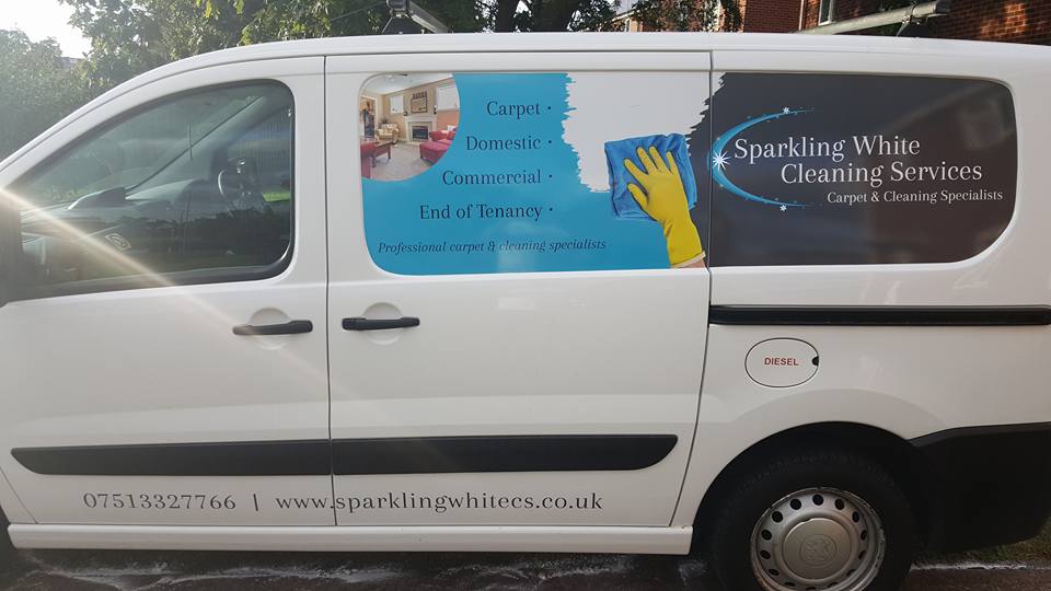 Sparkling White Cleaning Services Company Van