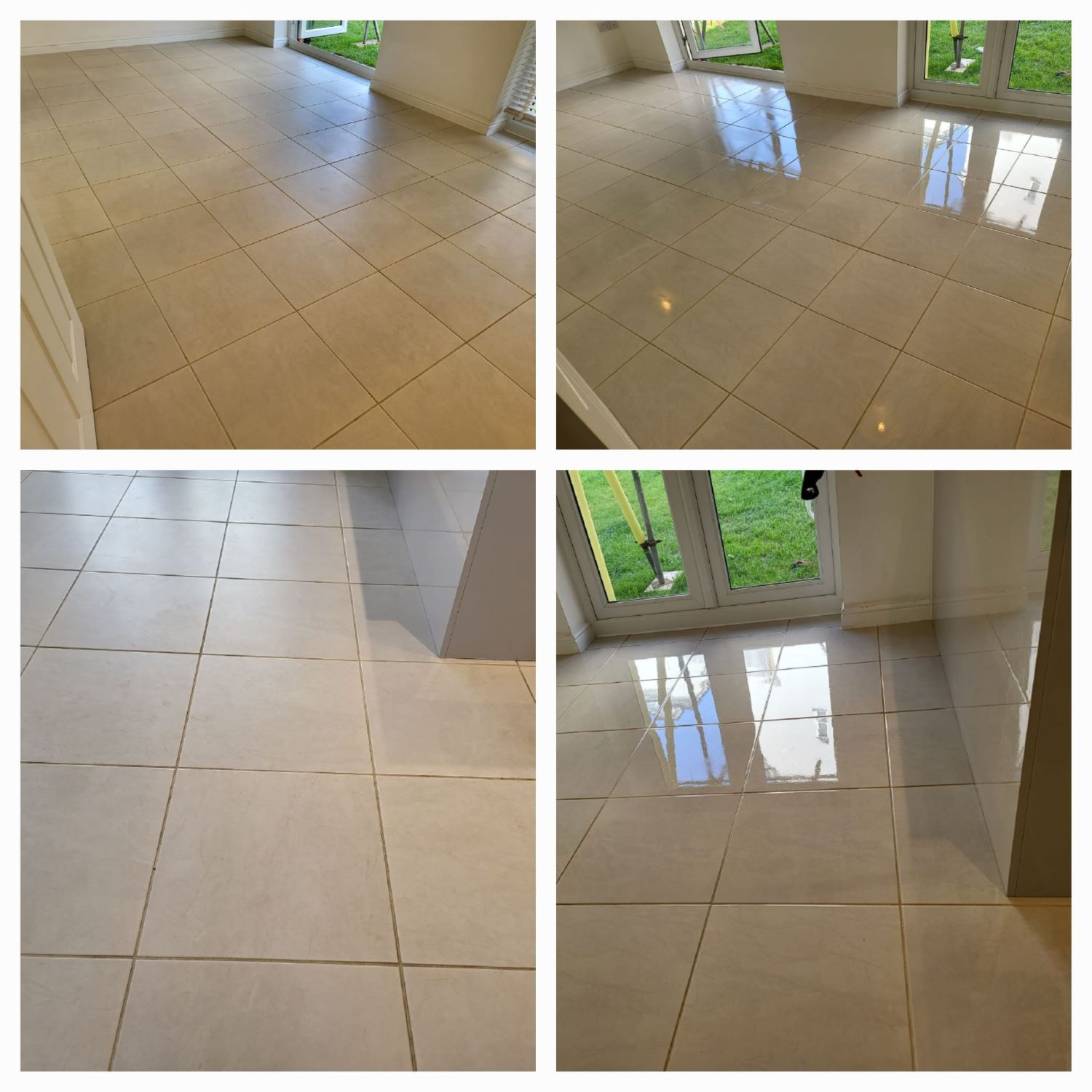 Before and after images of cleaning domestic tiled floor