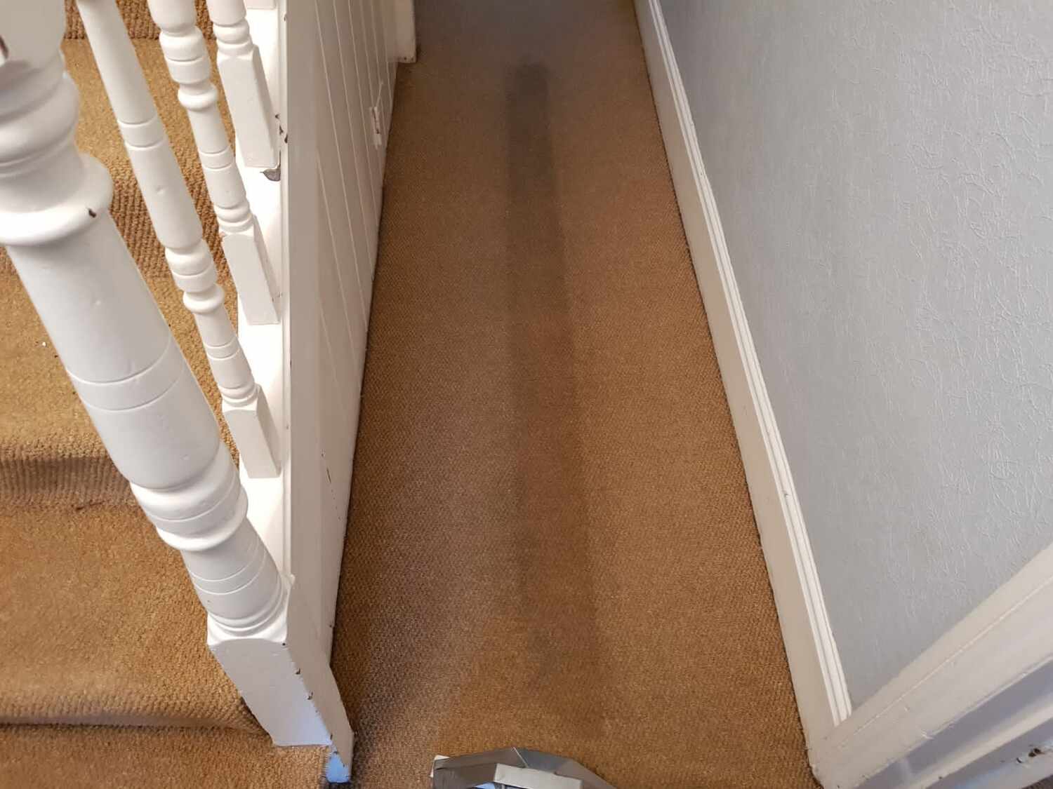 Stair carpet being cleaned