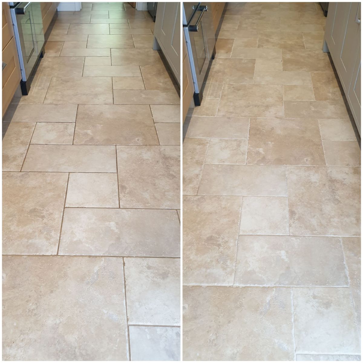 Hard floor cleaning before and after image