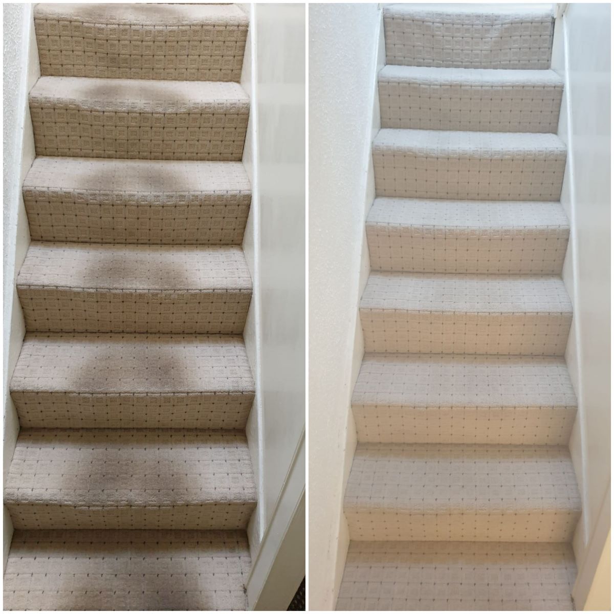 Stair carpet cleaning - before and after