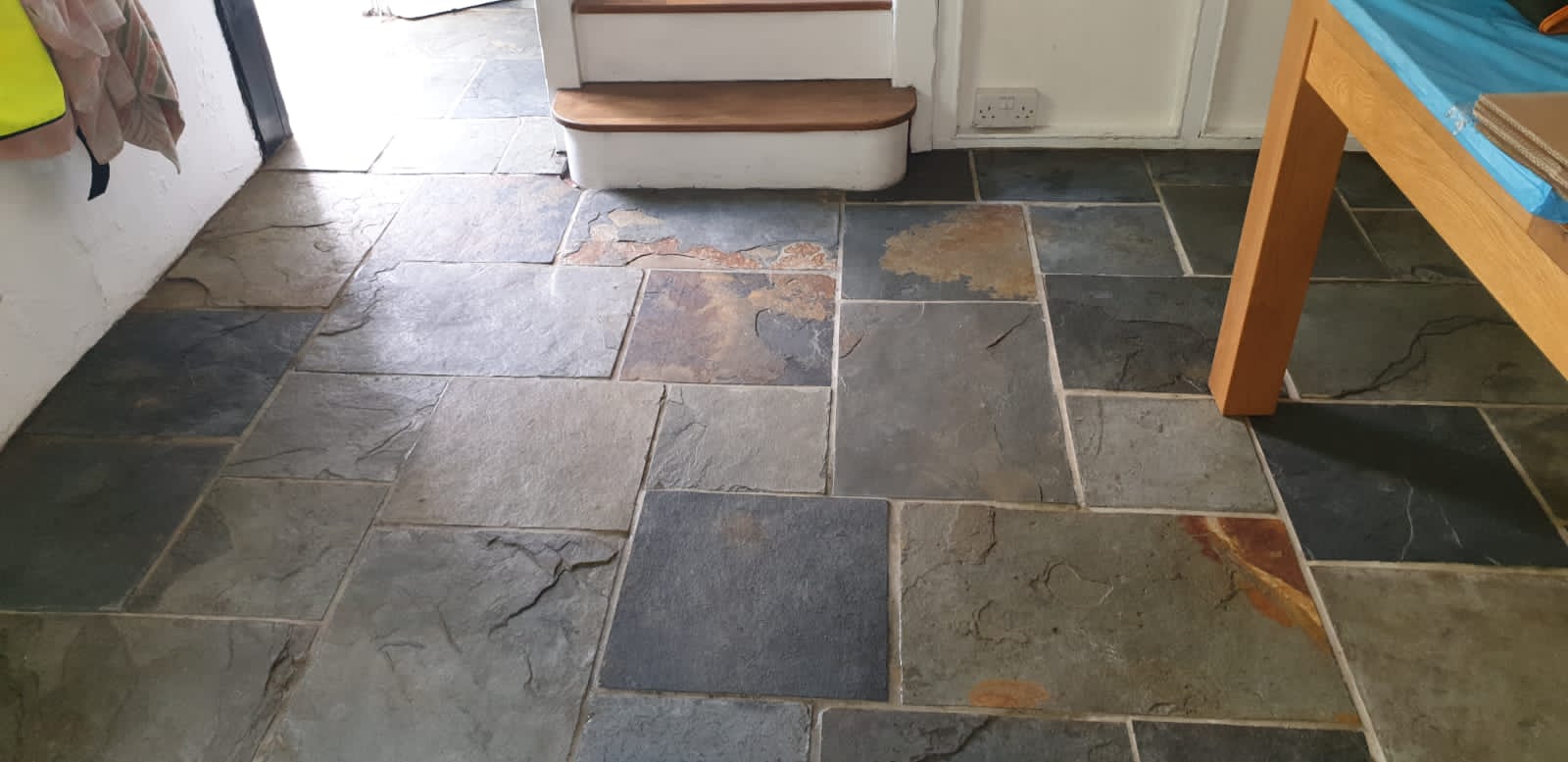 Stone floor cleaned