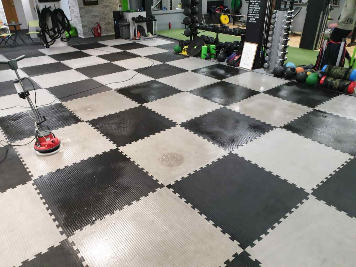 Cleaning gym floor