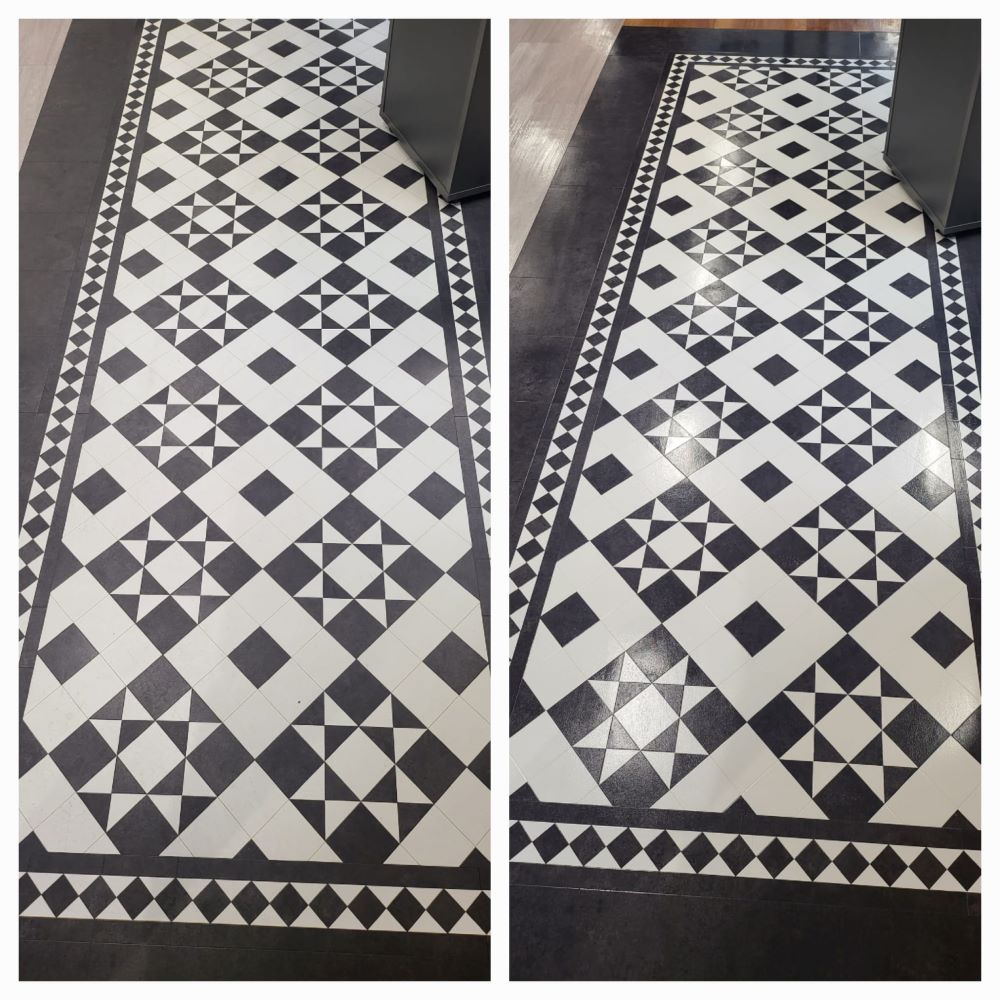 Tiled floor cleaned