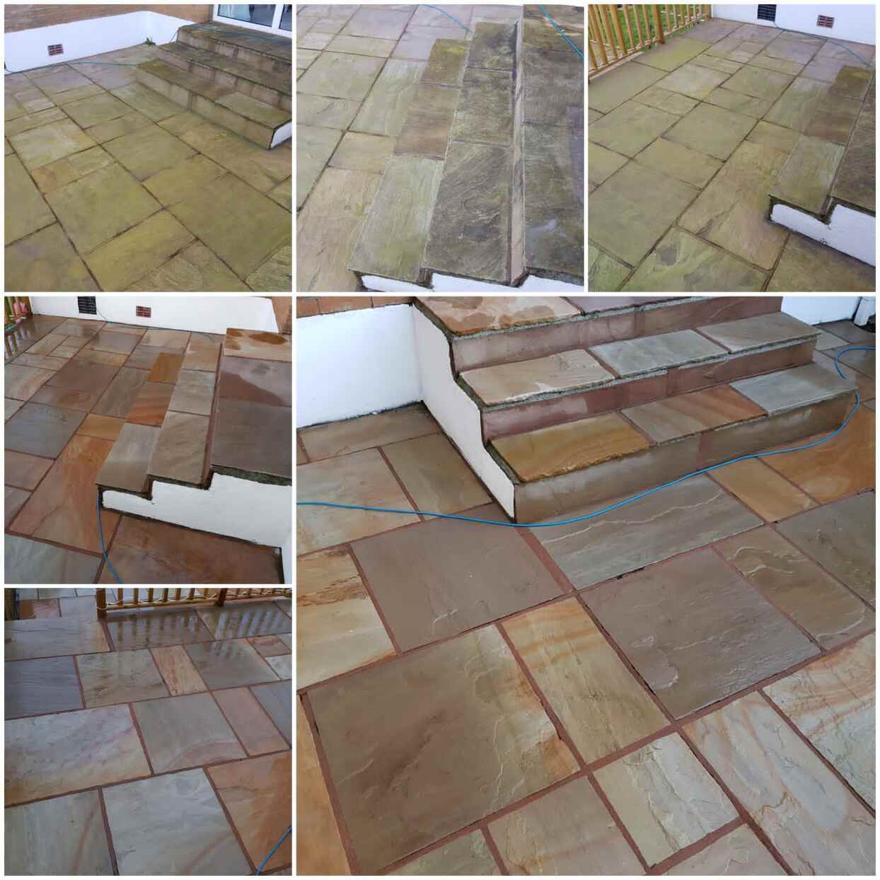 Before and after patio cleaning