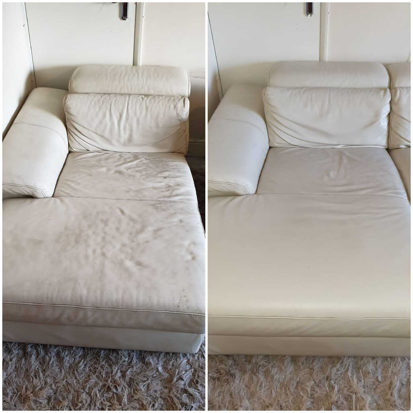 Sofa before and after cleaning