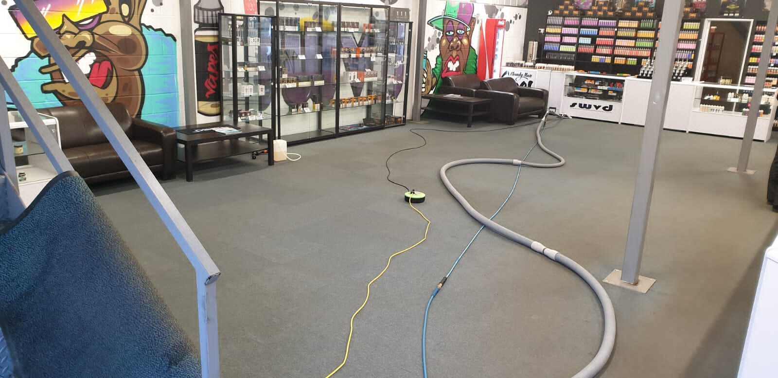 Carpet being cleaned in a shop