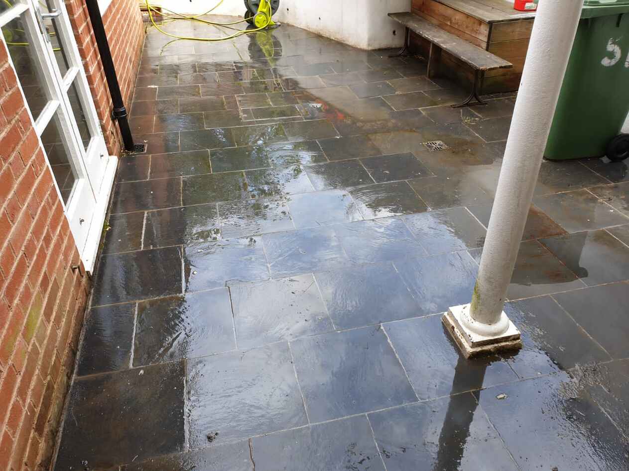 Cleaned paving area