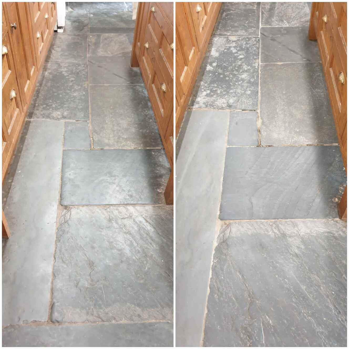 Hard floor cleaning before and after