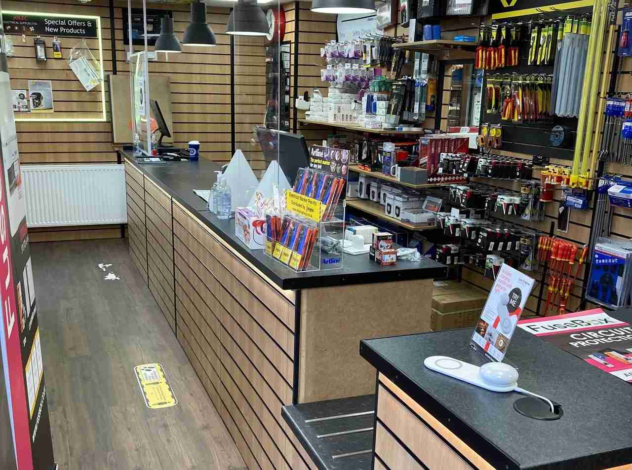 Electrical wholesaler shop counter