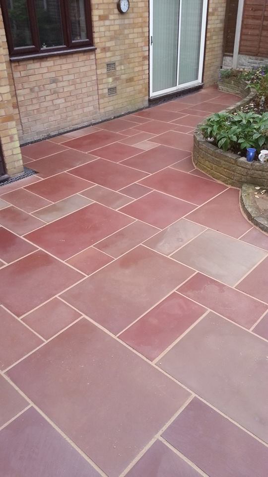 red paved patio